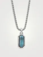 Emerald Cut Amulet In Sterling Silver With Labradorite