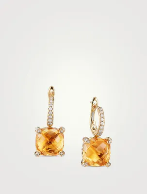 Chatelaine® Drop Earrings In 18k Yellow Gold With Citrine And Pavé Diamonds