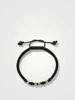 Fortune Woven Black Nylon Bracelet With Onyx And 18k Yellow Gold