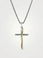 Crossover Cross Pendant In Sterling Silver With 18k Yellow Gold