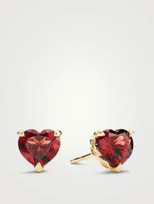 Chatelaine® Heart Stud Earrings In 18k Yellow Gold With Garnet