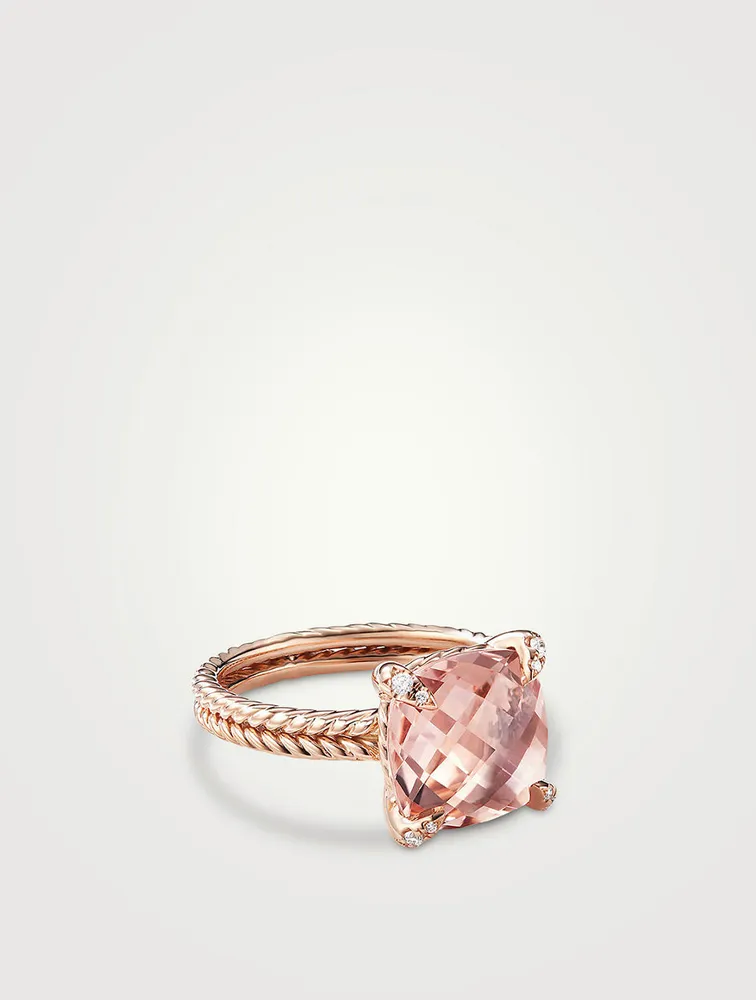Chatelaine® Ring 18k Rose Gold With Morganite And Pavé Diamonds