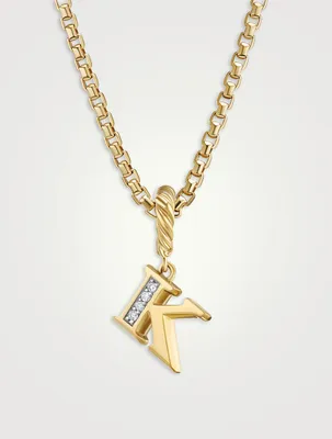 Pavé K Initial Pendant In 18k Yellow Gold With Diamonds