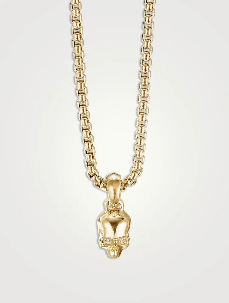Skull Amulet In 18k Yellow Gold With Pavé Diamonds