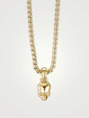 Skull Amulet In 18k Yellow Gold With Pavé Diamonds