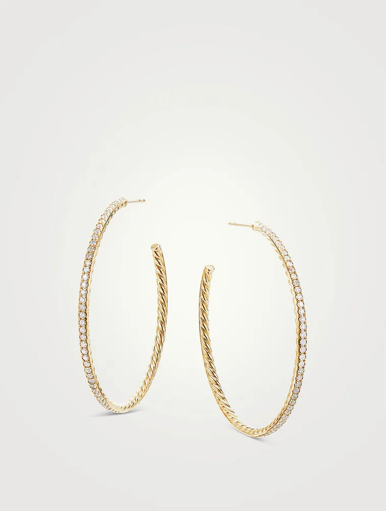 Pavé Hoop Earrings In 18k Yellow Gold With Diamonds