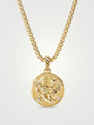 Gemini Amulet In 18k Yellow Gold With Diamonds