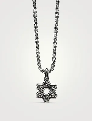 Cable Star Of David Amulet In Sterling Silver