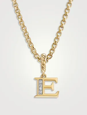 Pavé E Initial Pendant In 18k Yellow Gold With Diamonds