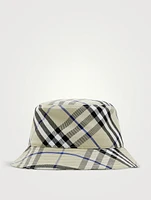 Check Cotton Blend Bucket Hat