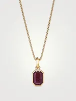 Emerald Cut Amulet In 18k Yellow Gold With Indian Ruby