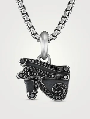 Cairo Eye Of Horus Amulet In Sterling Silver With Pavé Black Diamonds