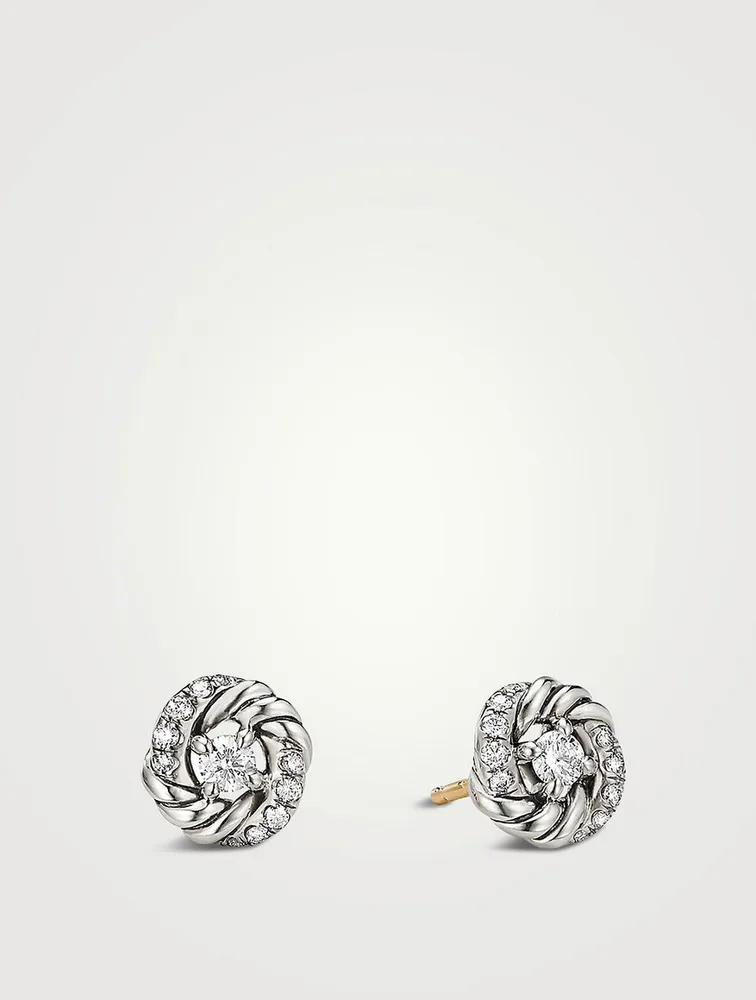 Petite Infinity Stud Earrings In Sterling Silver With Diamonds