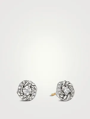 Petite Infinity Stud Earrings In Sterling Silver With Diamonds