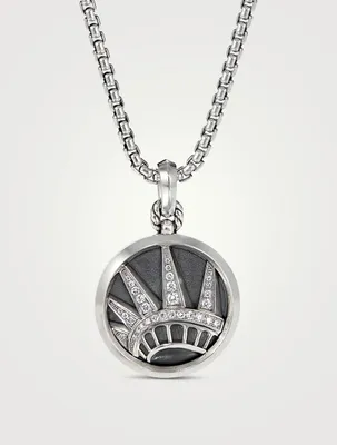 Nyc Statue Of Liberty Amulet In Sterling Silver With Pavé Diamonds