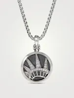 Nyc Statue Of Liberty Amulet In Sterling Silver With Pavé Diamonds