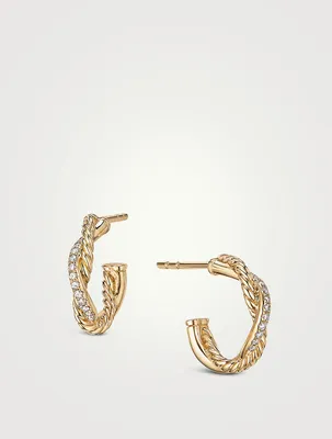 Petite Infinity Huggie Hoop Earrings In 18k Yellow Gold With Pavé Diamonds