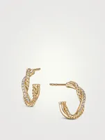 Petite Infinity Huggie Hoop Earrings In 18k Yellow Gold With Pavé Diamonds
