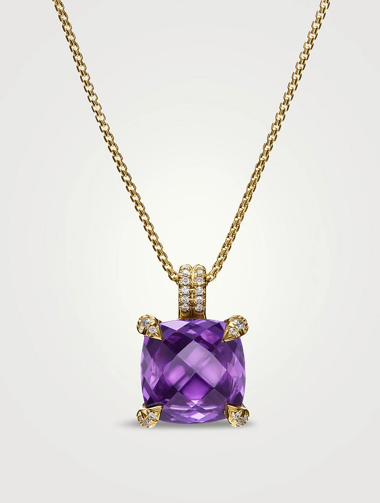 Chatelaine® pendant Necklace In 18k Yellow Gold With Amethyst And Diamonds, 11mm