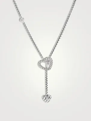Cable Collectibles® Heart Y Necklace In Sterling Silver With Pavé Diamonds