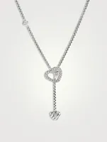 Cable Collectibles® Heart Y Necklace In Sterling Silver With Pavé Diamonds