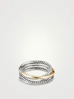 Crossover Band Ring Sterling Silver With 18k Yellow Gold