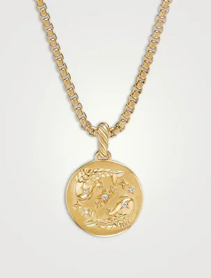 Pisces Amulet In 18k Yellow Gold With Diamonds