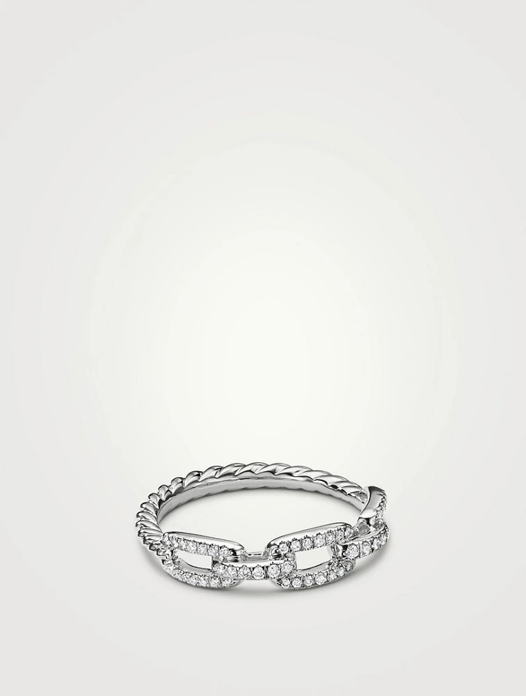 Stax Chain Link Ring 18k Gold With Pavé Diamonds