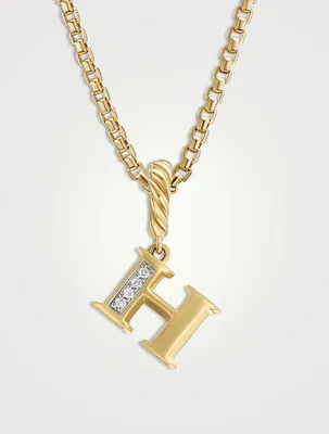 Pavé H Initial Pendant In 18k Yellow Gold With Diamonds