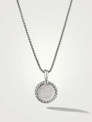 C Initial Charm In Sterling Silver With Pavé Diamonds