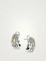 Crossover Shrimp Earrings In Sterling Silver With 14k Yellow Gold