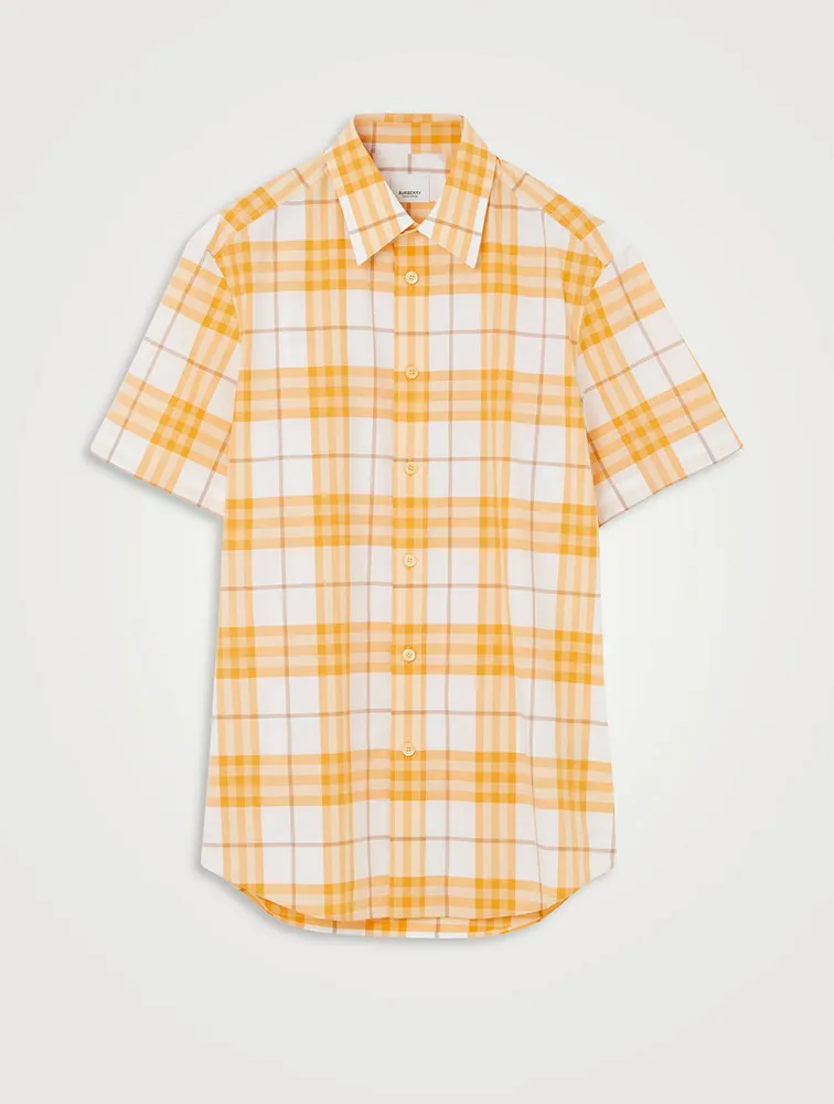 Short-sleeve Check Cotton Shirt