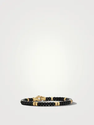 Hex Bead Bracelet With Black Onyx And 18k Yellow Gold