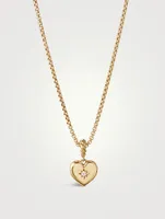 Compass Heart Amulet In 18k Yellow Gold With Center Diamond
