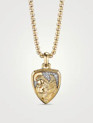St. Michael Amulet In 18k Yellow Gold With Pavé Diamonds
