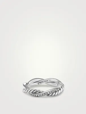 Petite Infinity Band Ring Sterling Silver With Pavé Diamonds