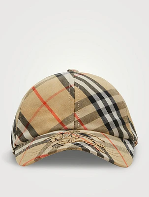 Check Cotton Blend Baseball Cap