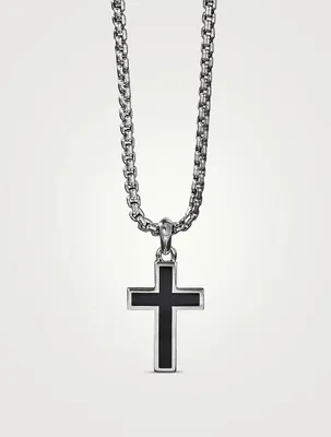 Exotic Stone Cross In Sterling Silver With Black Onyx
