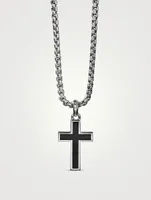 Exotic Stone Cross In Sterling Silver With Black Onyx