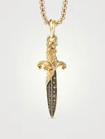 Waves Dagger Amulet In 18k Yellow Gold With Pavé Cognac Diamonds