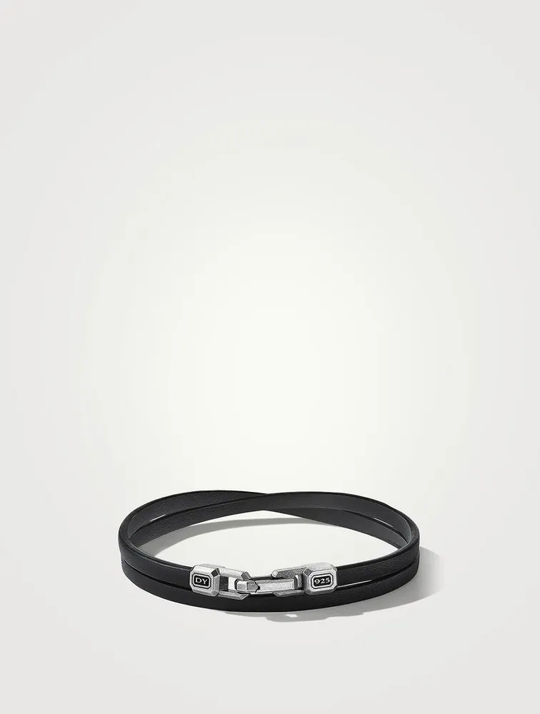 Streamline® Double Wrap Black Leather Bracelet