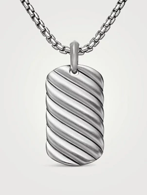Sculpted Cable Tag In Sterling Silver