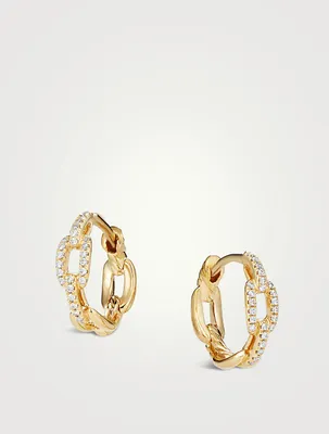 Stax Chain Link Huggie Hoop Earrings In 18k Gold With Pavé Diamonds