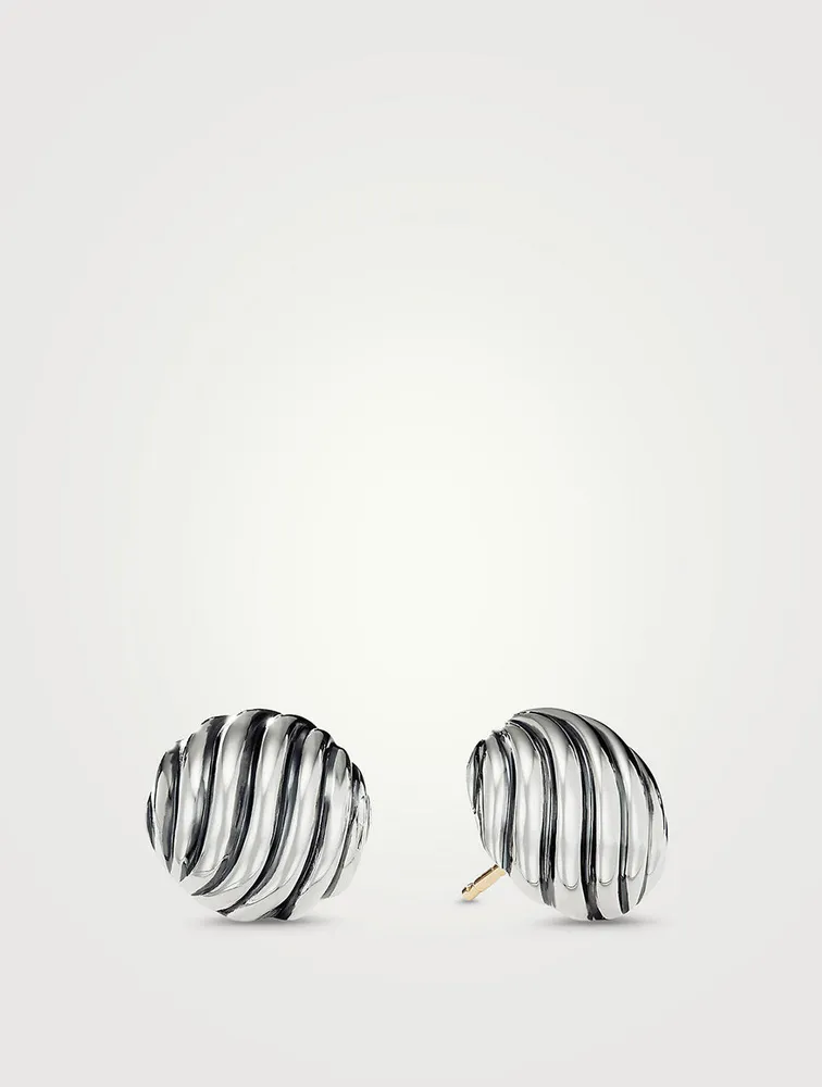 Sculpted Cable Stud Earrings In Sterling Silver