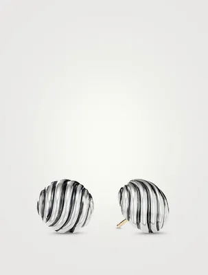 Sculpted Cable Stud Earrings In Sterling Silver