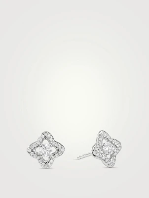 Venetian Quatrefoil® Stud Earrings In 18k White Gold With Diamonds