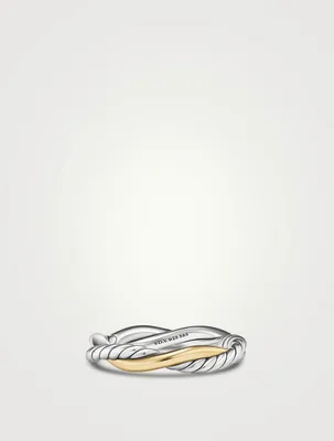Petite Infinity Band Ring Sterling Silver With 14k Yellow Gold