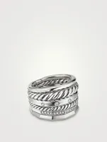 Stax Six Row Ring Sterling Silver With Pavé Diamonds