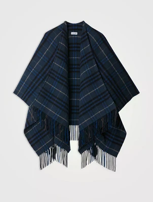 Check Wool Cashmere Cape