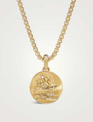 Aries Amulet In 18k Yellow Gold With Diamonds